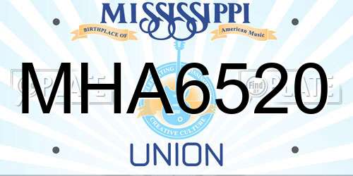 MHA6520 Mississippi License Plate