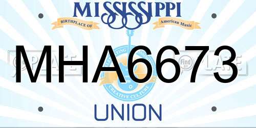 MHA6673 Mississippi License Plate