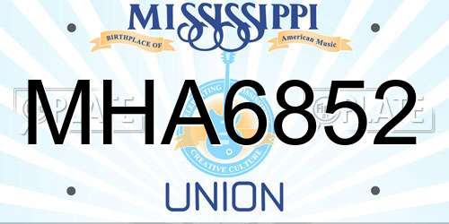 MHA6852 Mississippi License Plate