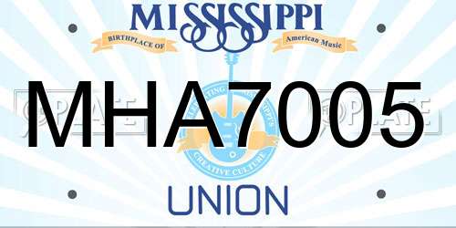 MHA7005 Mississippi License Plate