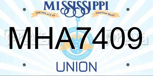 MHA7409 Mississippi License Plate