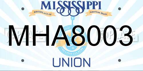 MHA8003 Mississippi License Plate