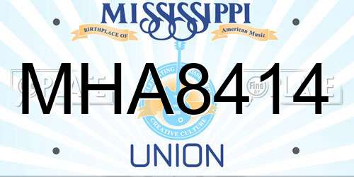 MHA8414 Mississippi License Plate