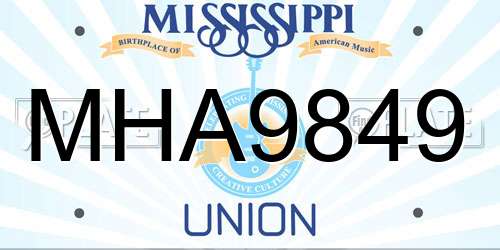 MHA9849 Mississippi License Plate