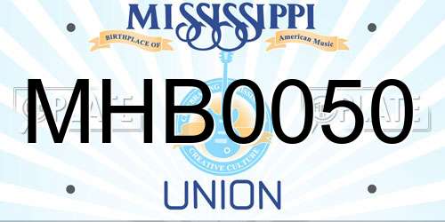 MHB0050 Mississippi License Plate