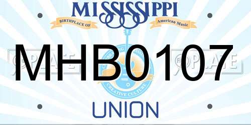 MHB0107 Mississippi License Plate