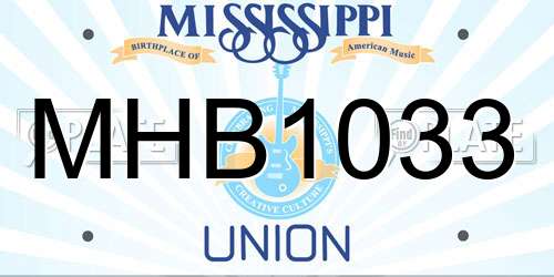MHB1033 Mississippi License Plate