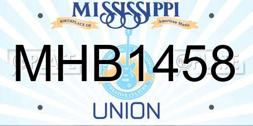 MHB1458 Mississippi License Plate