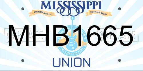 MHB1665 Mississippi License Plate