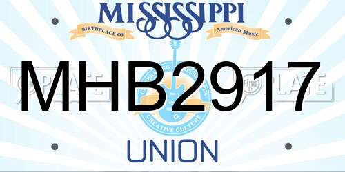 MHB2917 Mississippi License Plate