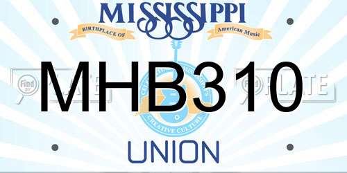 MHB310 Mississippi License Plate
