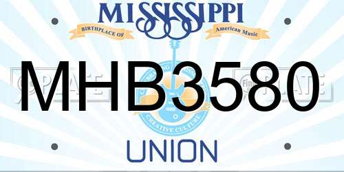 MHB3580 Mississippi License Plate