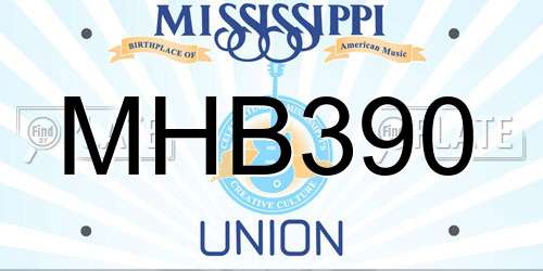 MHB390 Mississippi License Plate