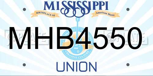 MHB4550 Mississippi License Plate
