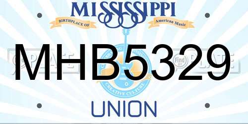 MHB5329 Mississippi License Plate