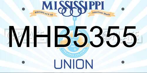 MHB5355 Mississippi License Plate