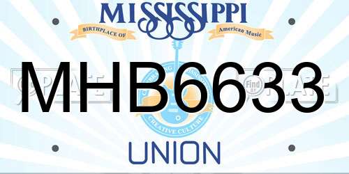 MHB6633 Mississippi License Plate