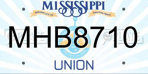 MHB8710 Mississippi License Plate