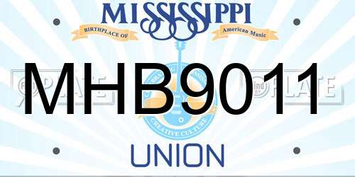 MHB9011 Mississippi License Plate