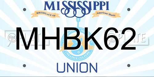 MHBK62 Mississippi License Plate