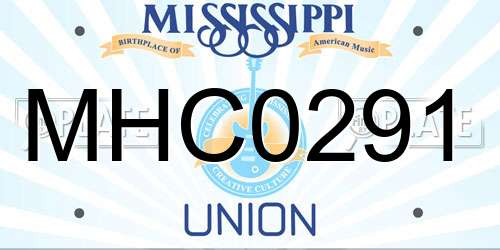 MHC0291 Mississippi License Plate