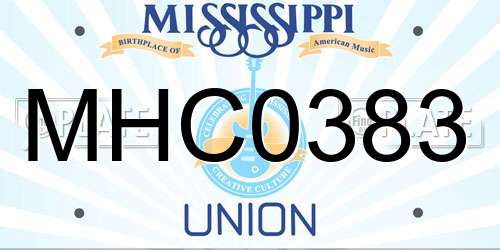 MHC0383 Mississippi License Plate