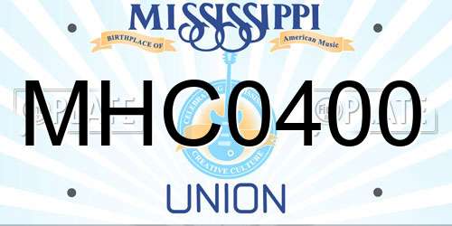 MHC0400 Mississippi License Plate