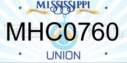 MHC0760 Mississippi License Plate