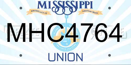 MHC4764 Mississippi License Plate