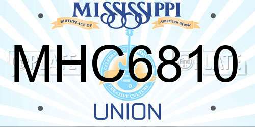 MHC6810 Mississippi License Plate