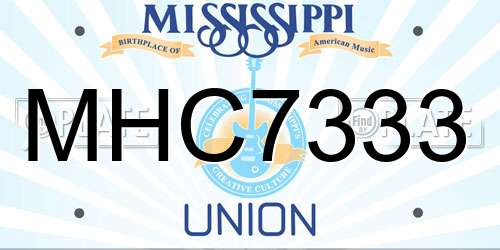 MHC7333 Mississippi License Plate