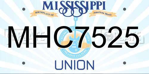 MHC7525 Mississippi License Plate