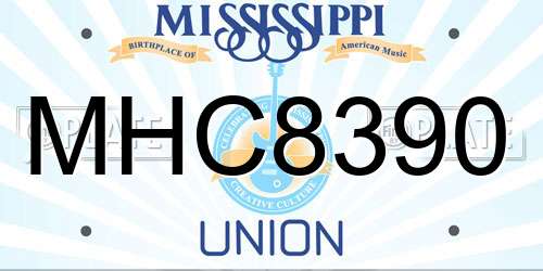 MHC8390 Mississippi License Plate