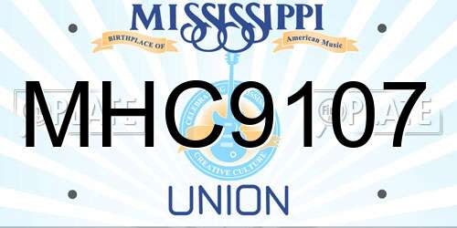 MHC9107 Mississippi License Plate