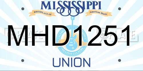 MHD1251 Mississippi License Plate