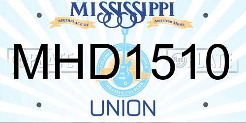 MHD1510 Mississippi License Plate