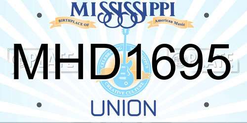 MHD1695 Mississippi License Plate