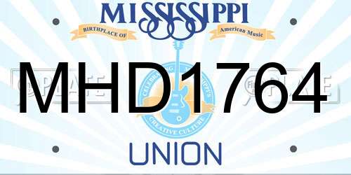 MHD1764 Mississippi License Plate