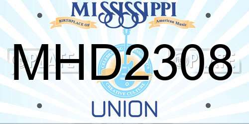 MHD2308 Mississippi License Plate