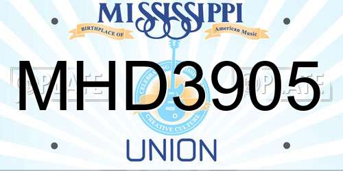 MHD3905 Mississippi License Plate