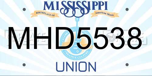 MHD5538 Mississippi License Plate