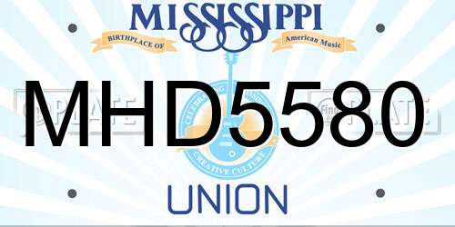 MHD5580 Mississippi License Plate