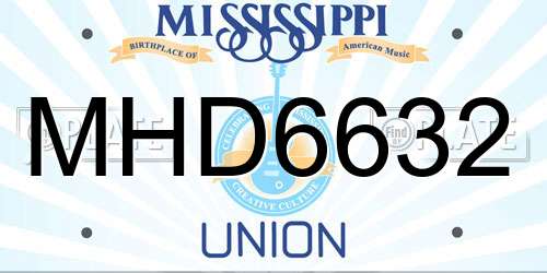 MHD6632 Mississippi License Plate