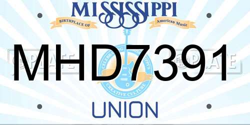 MHD7391 Mississippi License Plate
