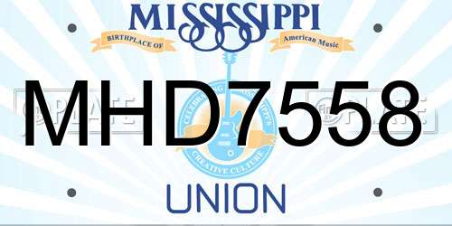 MHD7558 Mississippi License Plate