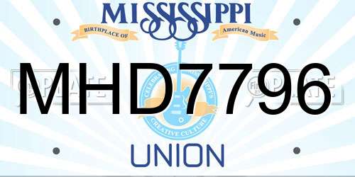 MHD7796 Mississippi License Plate