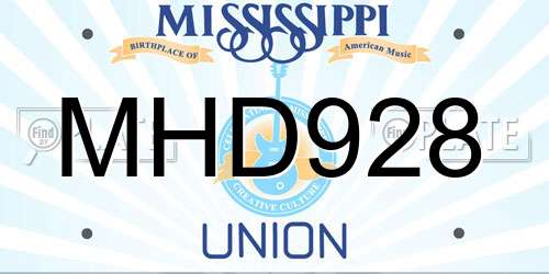 MHD928 Mississippi License Plate
