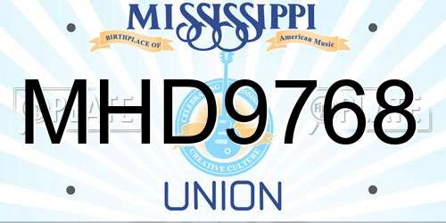 MHD9768 Mississippi License Plate
