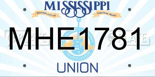 MHE1781 Mississippi License Plate
