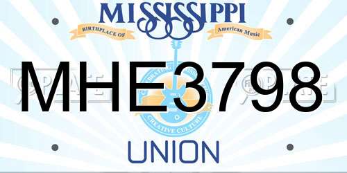 MHE3798 Mississippi License Plate